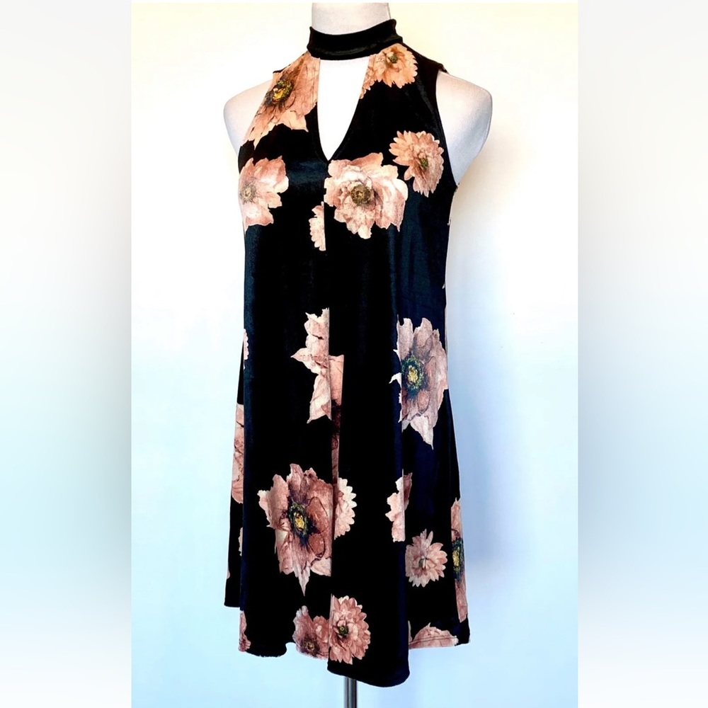 Aqua Dress Bloomingdale’s Choker Sleeveless Floral NEW
